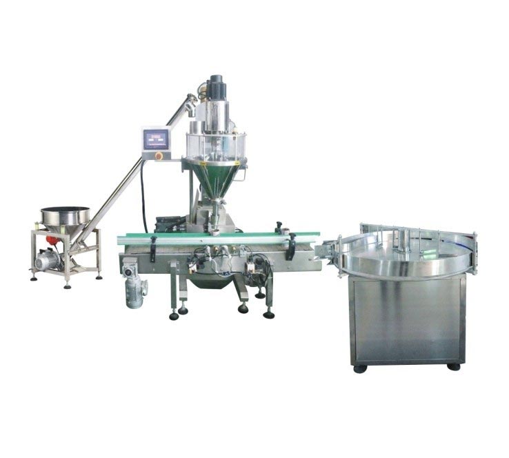 Riempitrice semiautomatica di polveri con trasportatore di alimentazione