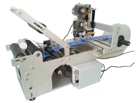 Etichetta adesiva per bottiglia rotonda semiautomatica con stampante di codici